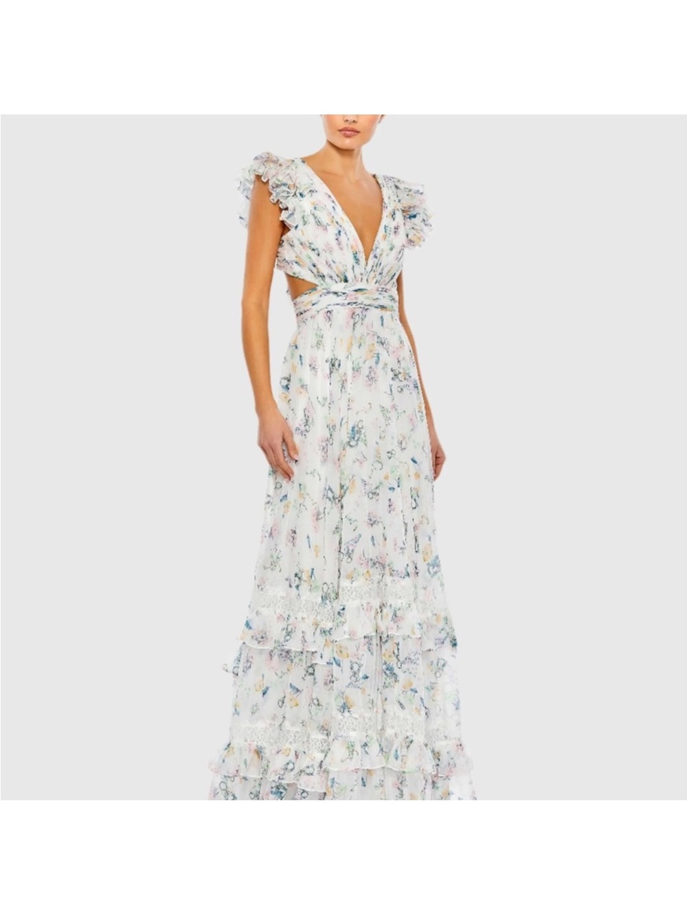 NWT sz 16 Mac Duggal floral tie back dress. stunning!